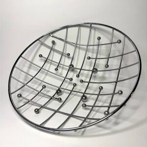 1980s Metal Wire Fruit Bowl – Atomic MCM / Space Age Style – 11.5”